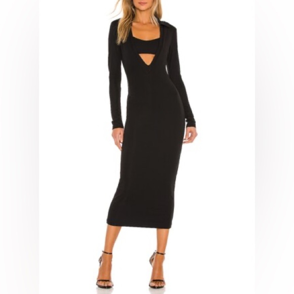New Lovers and Friends Sexy Long MIDI Black Dress Small